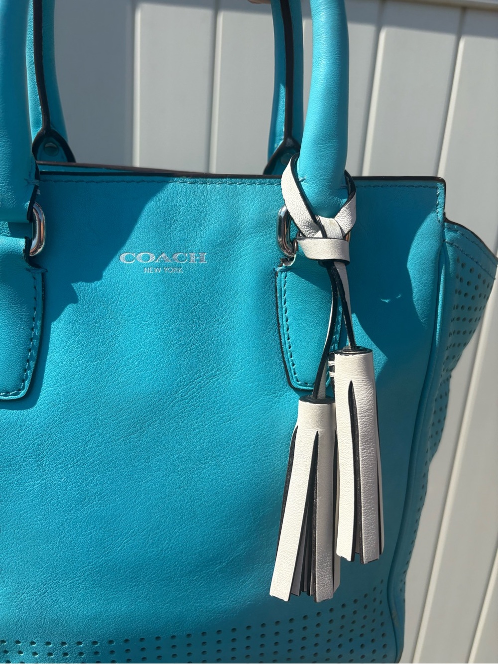 Coach Legacy Perforated Mini Tanner Bag in Robin Blue - Picture 3 of 10
